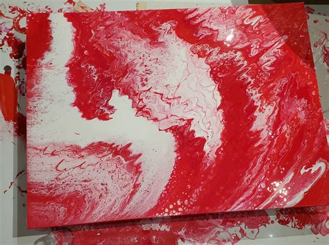 Red White Acrylic Pour