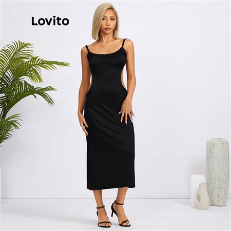 Lovito Vestido Casual Liso Sem Ombros Costas Abertas De Amarrar L18x206