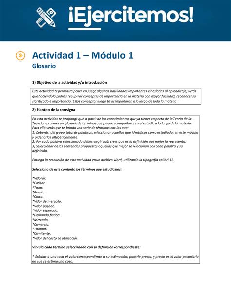 Actividad M Consigna Actividad M Dulo Glosario Objetivo