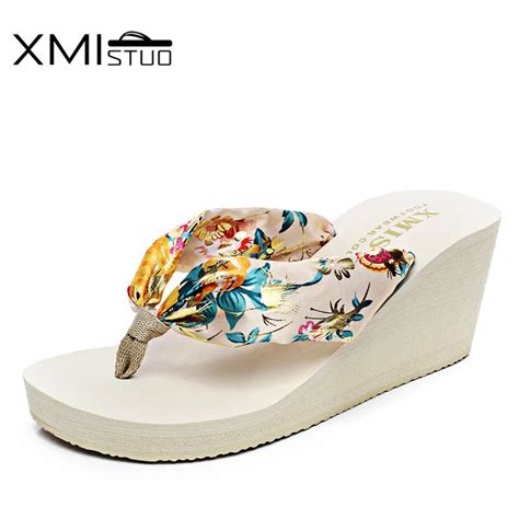 Xmistuo Для женщин шелк Сланцы женские летние пляжные клинья Атлас ...