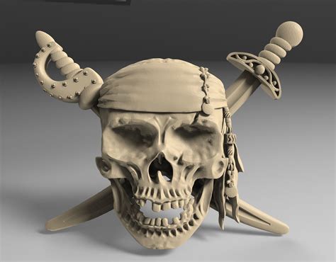 3d Stl Models Wall Panel Pirate Skull Relief For Cnc Router Etsy