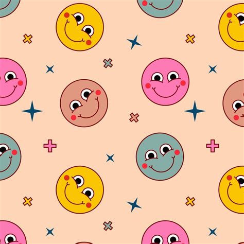 Premium Vector Hand Drawn Trendy Cartoon Groovy Seamless Pattern