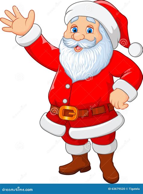 Happy Santa Cartoon Waving Hand Vector Illustration