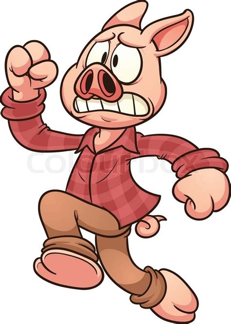 Cartoon Pig Running Scared Vector Stock Vector Colourbox