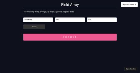 React Hook Form Usefieldarray Template Forked Codesandbox