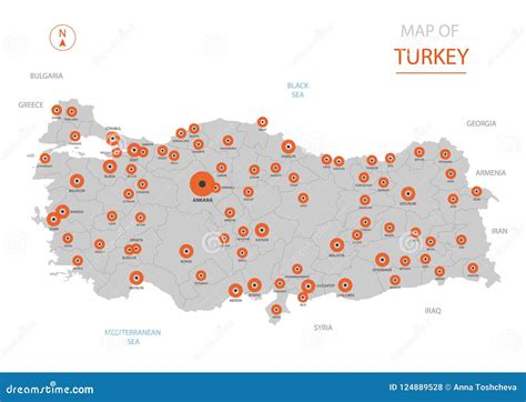 Carte De La Turquie Avec Des Divisions Administratives Illustration De