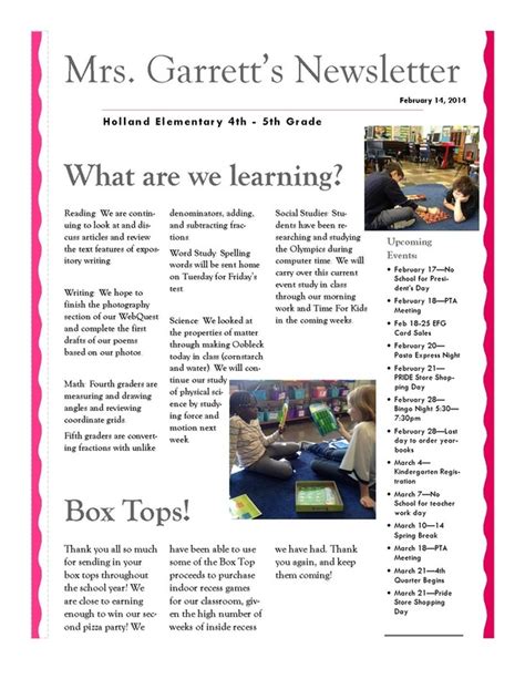 Newsletters Mrs Garrett S Class