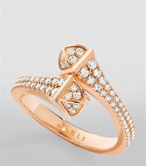 Marli New York Rose Gold And Diamond Cleo Ring Harrods UK