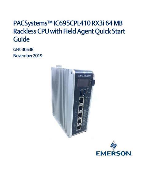 PDF PACSystems IC695CPL410 RX3i 64 MB Rackless CPU With 3