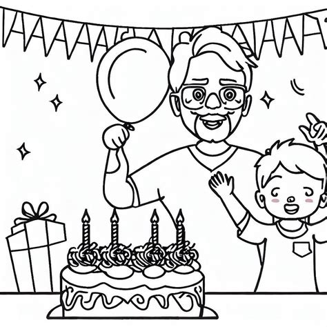 Coloriage Dessin de Anniversaire Papa Gratuit télécharger et imprimer