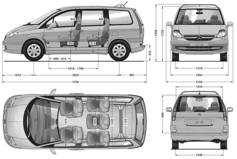 2002 Citroen C8 Minivan Blueprints Free Outlines