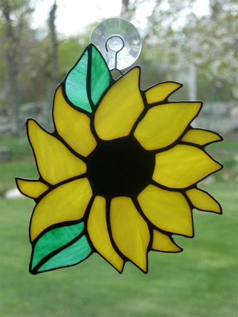 Stained Glass Sunflower Suncatcher By Wildheartglassdesign On Etsy