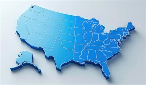 Premium Photo 3d Blue Usa Map On White Background