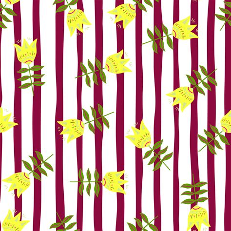 Fashion flower folk art seamless pattern on red stripe background ...