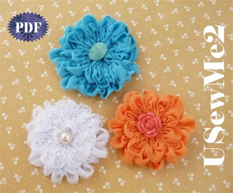 Fabric Flower Sewing Pattern Angie Fabric Flower Tutorial Print Template Rosette Christmas Decor