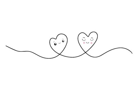 Premium Vector | Continuous drawing of two hearts a pair of hearts ...