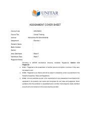 Critical Thinking Exercise Docx Assignment Cover Sheet Course