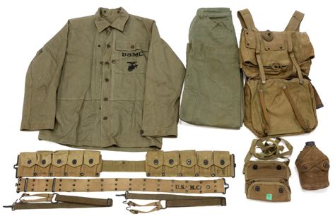 Lot Wwii Usmc P44 Hbt Uniform And Combat Field Gear Lot