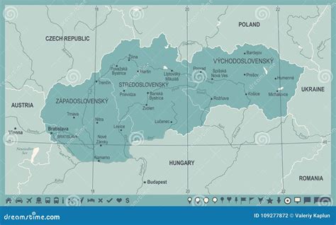 Mapa De Eslovaquia Ejemplo Detallado Del Vector Del Vintage Stock De