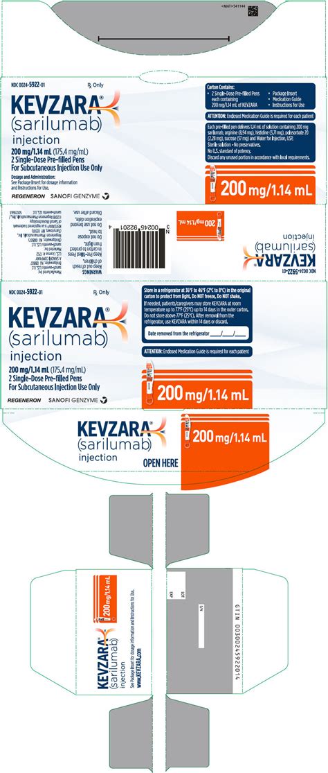 Dailymed Kevzara Sarilumab Injection Solution