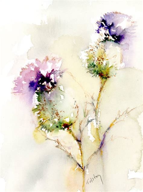 Scottish Thistle Painting By Alex Tolstoy Saatchi Art