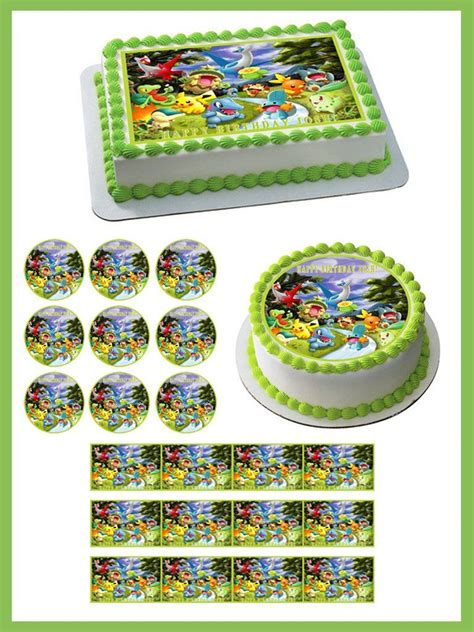 Pokemon Forest Edible Cake Topper Or Cupcake Topper Decor Edible