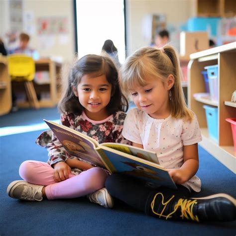 Premium Photo | Photo of kids reading a book together in the classroom