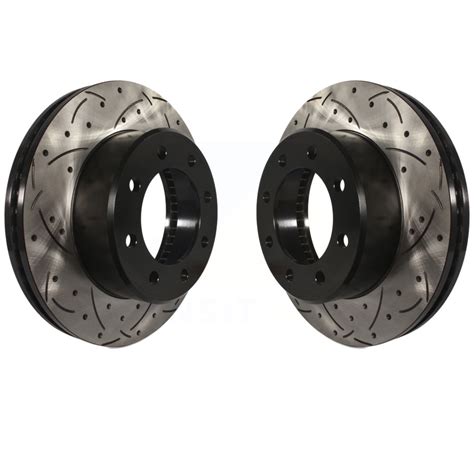 Front Coated Drilled Slotted Disc Brake Rotors Pair For Ram 2500 3500