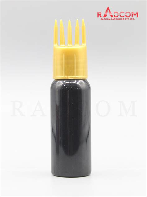 Ml Boston Opaque Black Pet Bottle With Gold Comb Hair Applicator