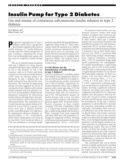 Pdf Insulin Pump For Type 2 Diabetes Use And Misuse Of Continuous