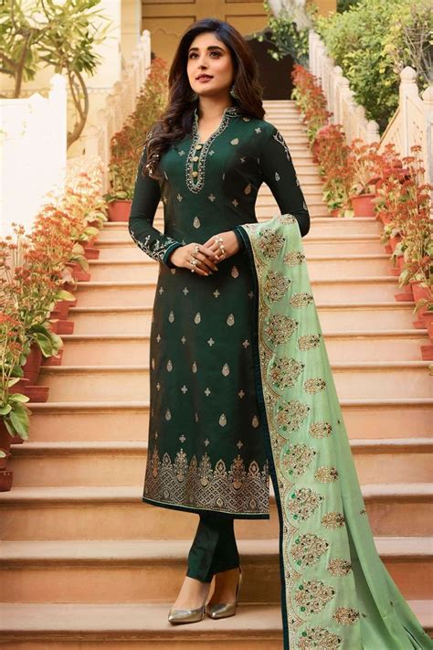 Kritika Kamra Featuring Dark Green Color Jacquard Fabric Function Wear