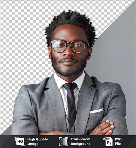 Premium Psd A Man With Glasses And A Gray Suit With A White Shirt And