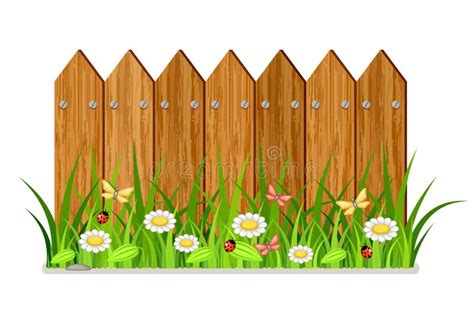 Wooden Fence And Green Grass Stock Vector Illustration Of Outside