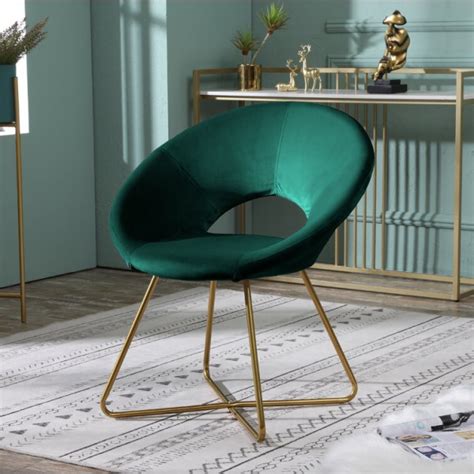 Fauteuil de Salon Betty Rembourré Velours avec Pieds en Métal Vert