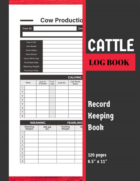 Buy Cattle Log Bookcattle Record Keeping Beef And Cow Calving Log