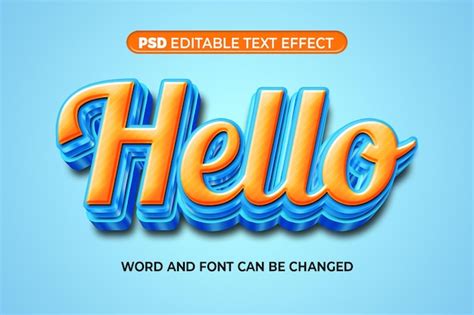 Hola Efecto De Texto D Psd Editable Archivo Psd Premium