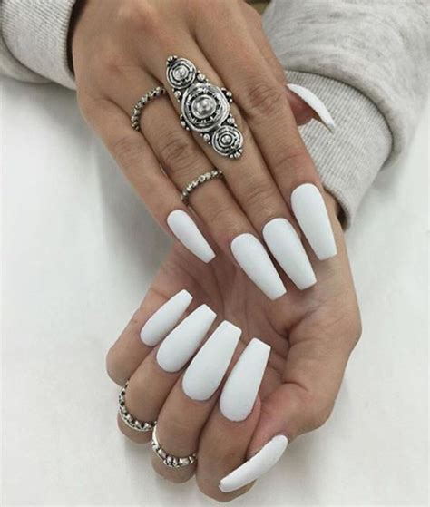 Bold And Stylish Elegant Long White Coffin Nail Ideas White Coffin