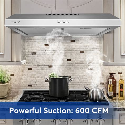 Tylza 30 600 Cfm Under Cabinet Range Hood Ducted Ductless 3 Speed Exhaust Fan With Led Lights