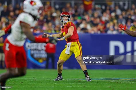 Usc Trojans Quarterback Miller Moss Looks To Throw The Ball During