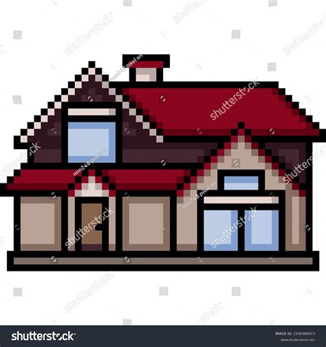 Pixel Art Front Modern House Stock Vector Royalty Free 2246988413