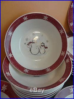 Royal Season Stoneware Christmas Snowman Snowflake Dinnerware Serves