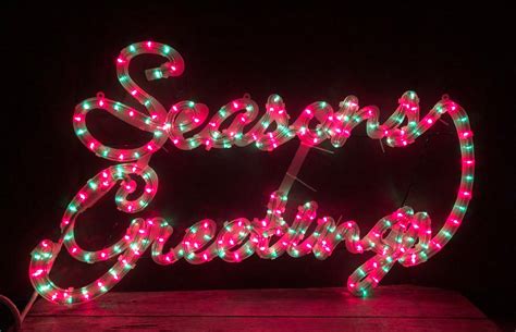 Vintage Lighted Seasons Greetings Sign Tubelight Multifunction Lights