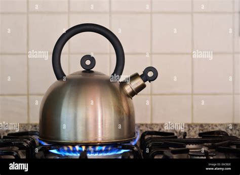 Teapot Kettle On Gas Stove Burner Stock Photo Royalty Free Image