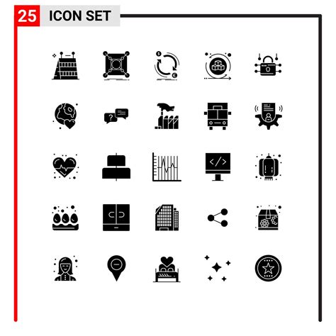 Universal Icon Symbols Group Of 25 Modern Solid Glyphs Of Virtual