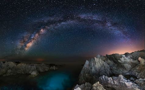 Fond d écran paysage lumières mer galaxie eau Roche la nature