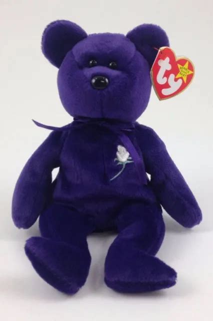 NEW GENUINE TY Princess Princess Diana Bear 1997 Beanie Baby PVC No