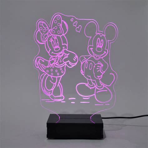 Abajur e Luminária Minnie Mickey Acrílico Led Rosa Elo7