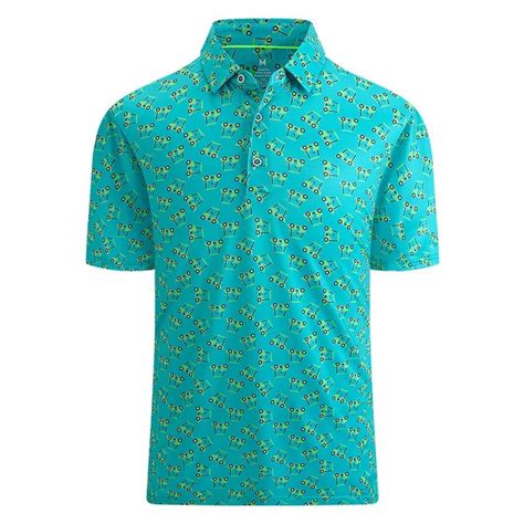 Lesmart Mens Golf Club Print Moisture Wicking Polo Shirt Golf Shirts