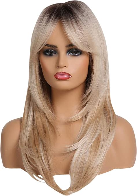 Haircube Long Blonde Wigs For Women Layered Synthetic Hair Wig With