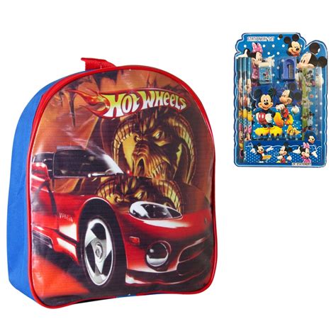 Mini Mochila De Costas Escolar Infantil Hot Wheels Brinde Kit L Pis Borracha Apontador